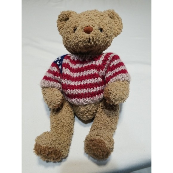 A&A Plush Teddy Bear Beary Friends Flag Sweater Plush 11” Rare - Picture 1 of 7
